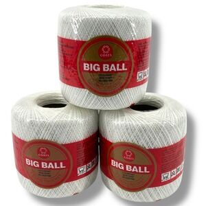 3 Coats Big Ball Crochet Thread Size 20 400 Yds White 100% Mercerized Cotton